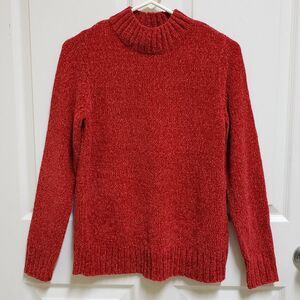 Level Eight Womens Red Marled Mock Neck Long Sleeve Knit Sweater Casual Size S